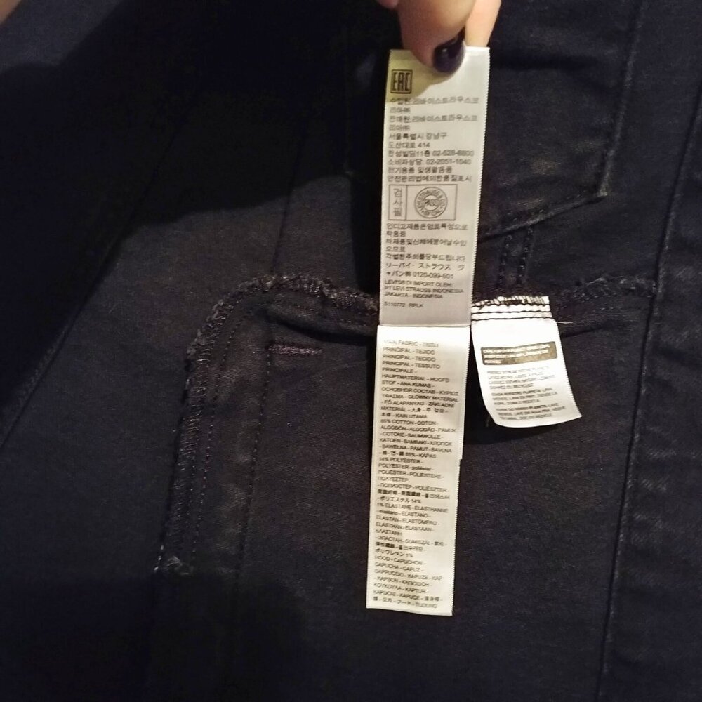 Levi's Black Hybrid Denim Hoodie Original Trucker Jacket Size M - Picture 10 of 12
